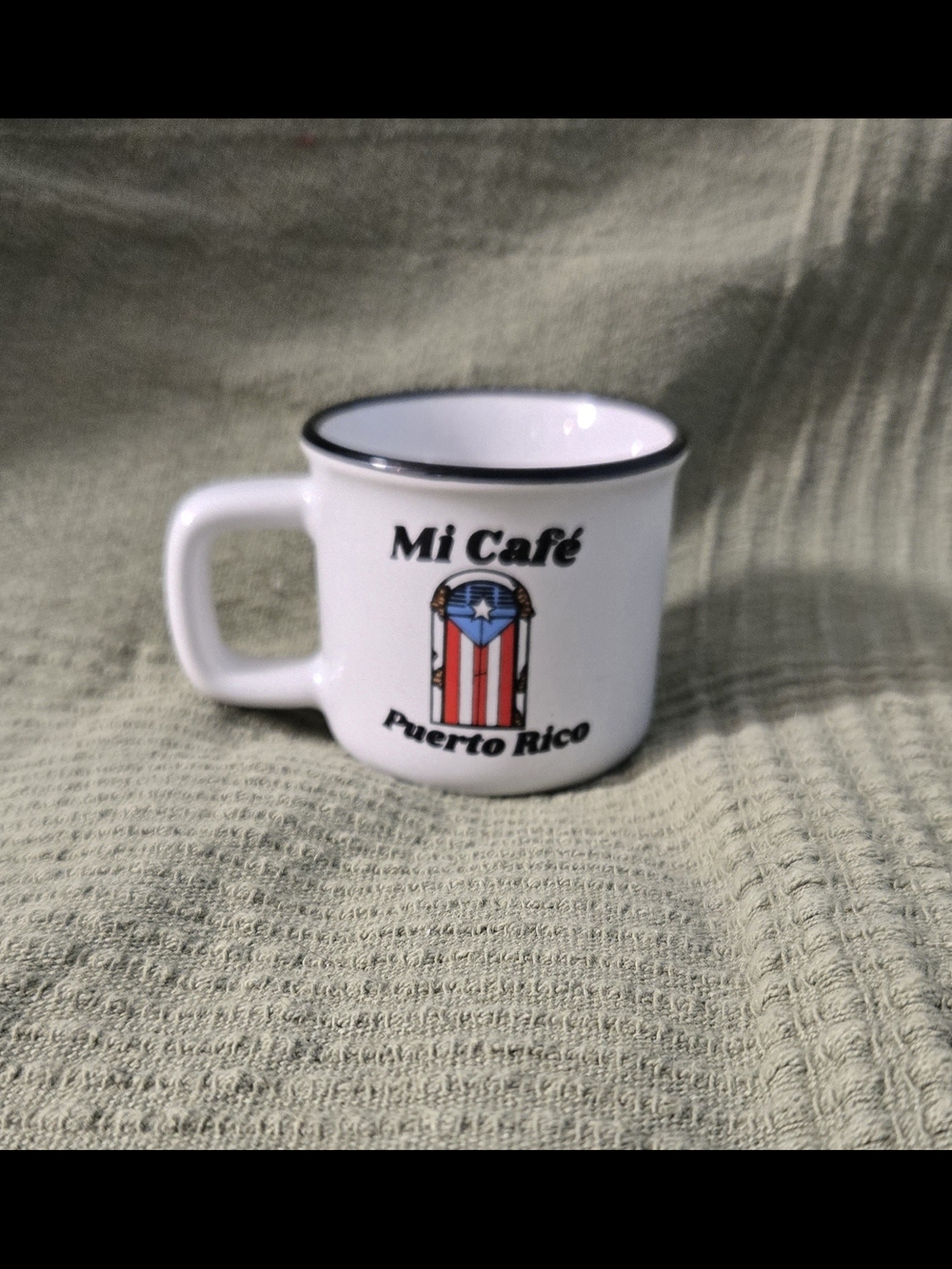 Set of 4 Mi Café Puerto Rico Ceramic Espresso Mugs, Mini Souvenir Coffee Cups